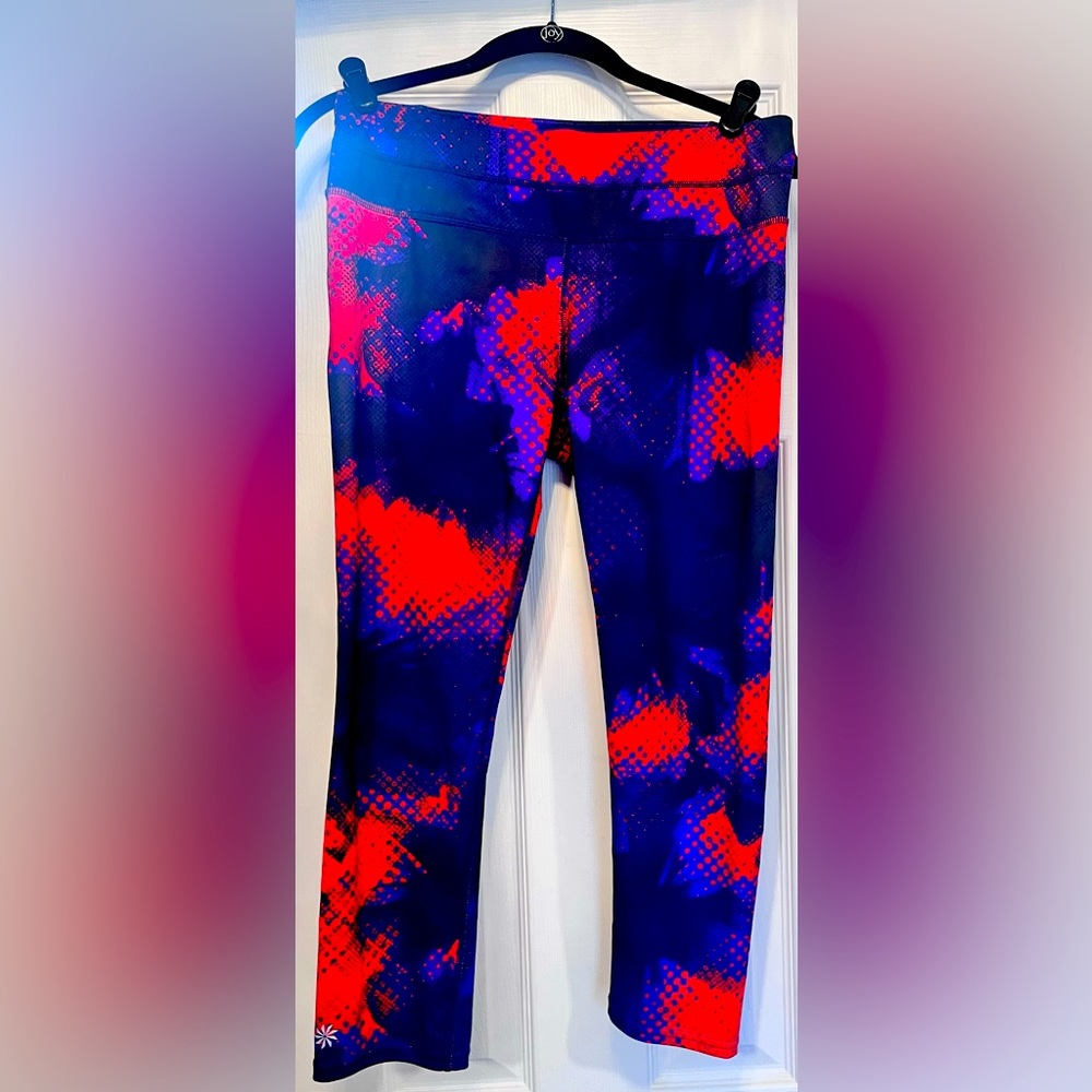 Athleta Electro Sonar Capri- Vibrant Cobalt M Zip Pocket Capris